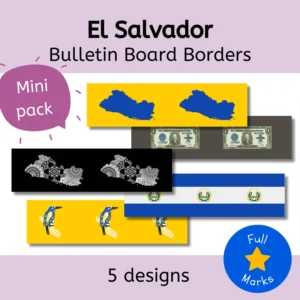 Collection of El Salvador-themed bulletin board borders with five designs.
