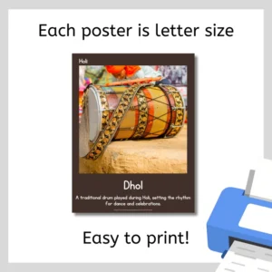 Promotional graphic for a letter-sized Dhol drum poster.